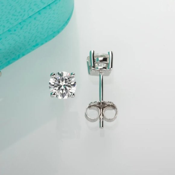 Certified 2ct. t.w. Moissanite Diamond 4 Prone Solitaire Stud Earrings NEW - Picture 5 of 16
